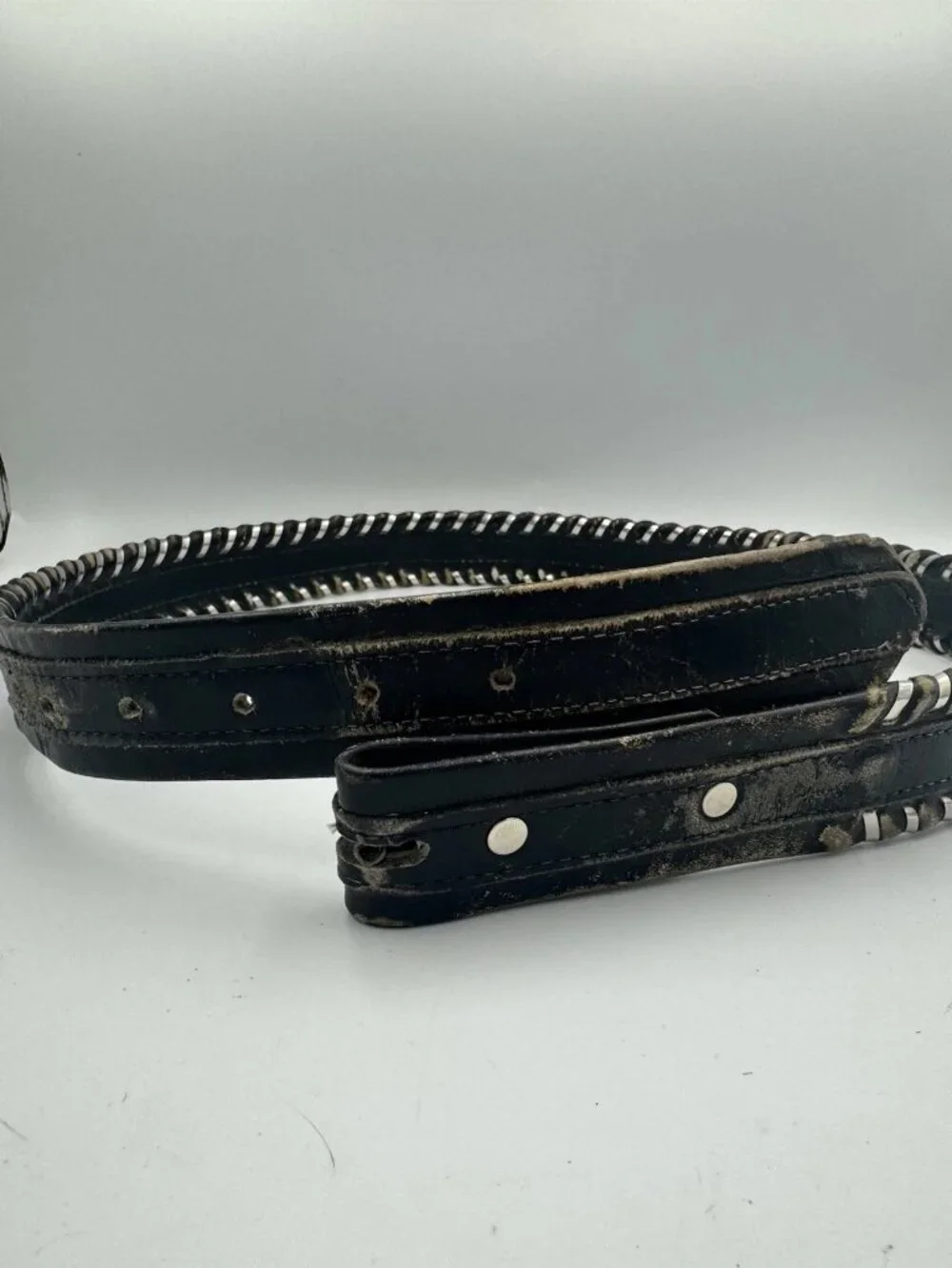 Top Grain Leather Western Biker Belt Black Vtg Sz 40